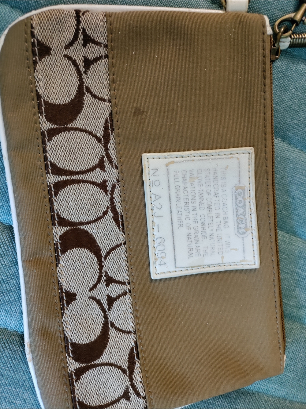 Vintage Coach Brown and Khaki Signature Wristlet